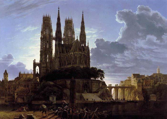 Karl friedrich schinkel Medieval Town by Water after 1813 oil painting image